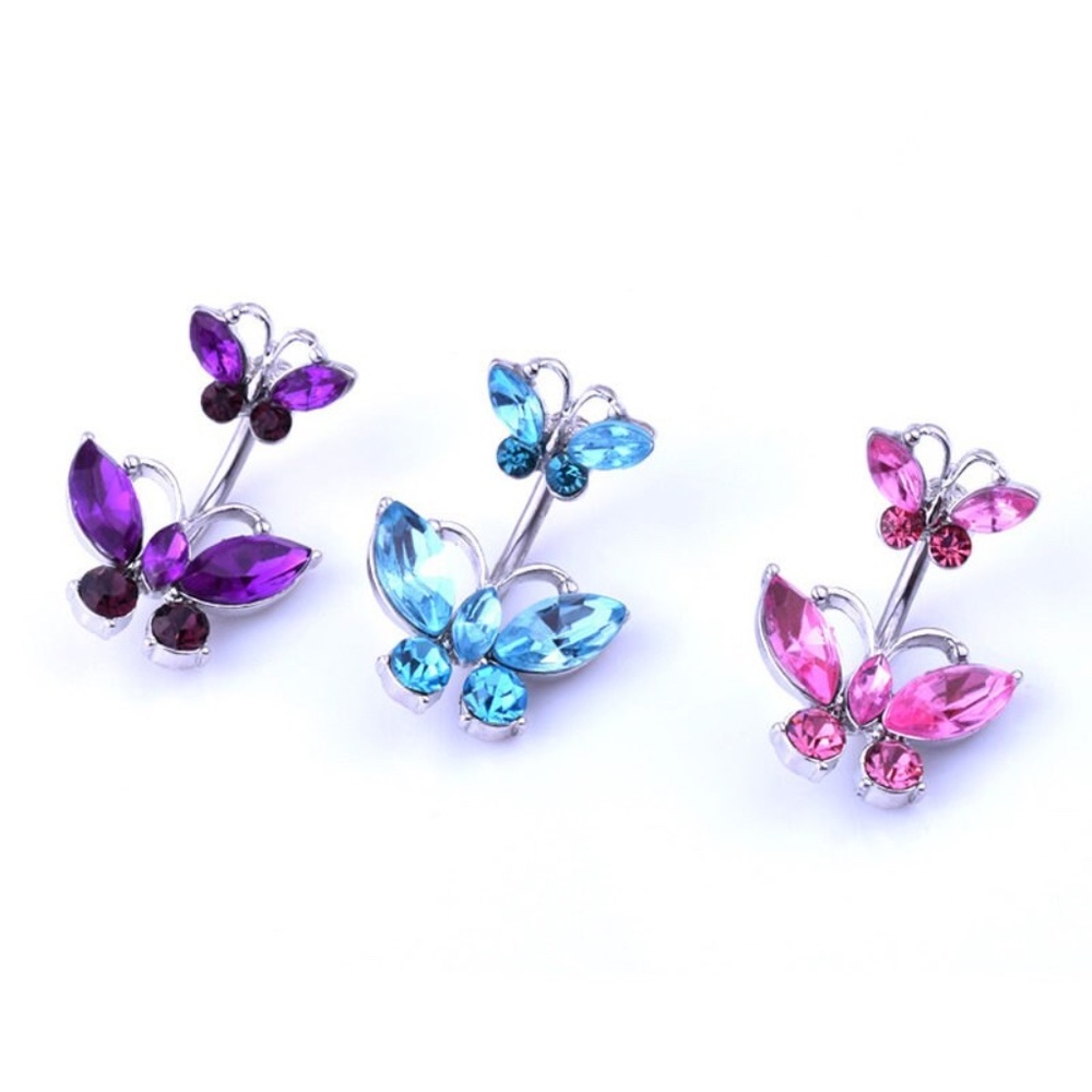 Crystal Double Butterfly Belly Ring